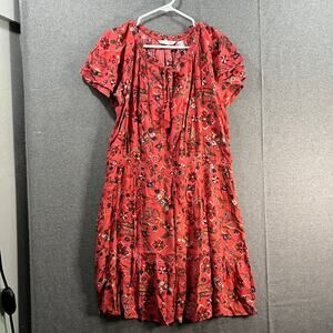 Canyon Retreat Regular Flutter Sleeve Dress w/ Tassel Clay Red, Large